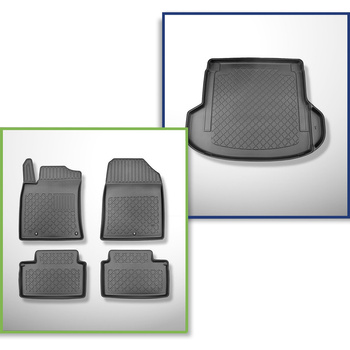 Sada rohož do zavazadlového prostoru a autokoberečky TPE na míru do: Kia ProCeed Shooting Brake (12.2018-....) - také pro modely s upevňujícími kolejnicemi, pravý odnímatelný výklenek v modelech s dodatečnými reproduktory (užší výklenek)