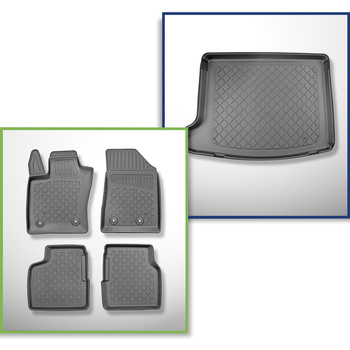 Sada rohož do zavazadlového prostoru a autokoberečky TPE na míru do: Jeep Compass II MP 4xe Plug-in Hybrid SUV (07.2020-....) - horní zavazadlový prostor; pohyblivá podlaha v nejvyšší poloze