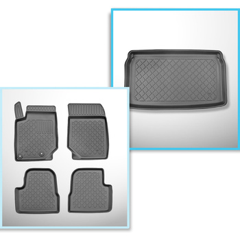 Sada rohož do zavazadlového prostoru a autokoberečky TPE na míru do: Opel Mokka B SUV (02.2021-....) - horní zavazadlový prostor; pohyblivá podlaha v nejvyšší poloze; ne pro elektrickou a hybridní verzi