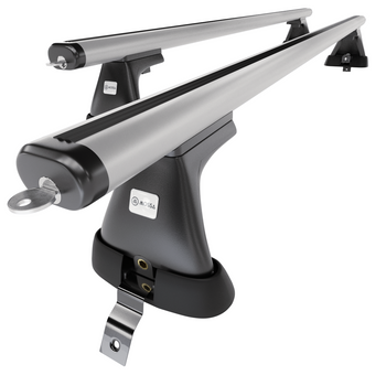 Základní nosič na střechu auta pro Dacia Logan II Sedan (2013-2020) - příčný nosič - stříbrné střešní příčníky - bez montážních prvků - Hliník