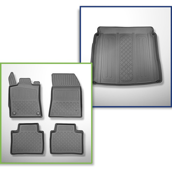 Sada rohož do zavazadlového prostoru a autokoberečky TPE na míru do: Citroen C5 X SUV (05.2022-....) - také pro modely s upevňujícími kolejnicemi; také Plug-in-Hybrid