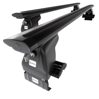 Základní nosič na střechu auta pro Kia Carens mk II MPV (2002-2006) - příčný nosič - černé střešní příčníky - bez montážních prvků - Hliník