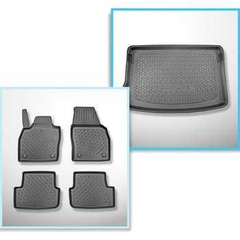Sada rohož do zavazadlového prostoru a autokoberečky TPE PREMIUM na míru do: Skoda Fabia IV Hatchback (09.2021-....) - horní zavazadlový prostor; pohyblivá podlaha v nejvyšší poloze