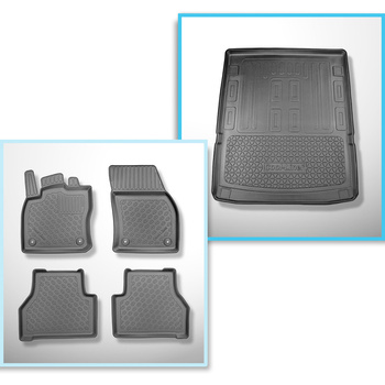 Sada rohož do zavazadlového prostoru a autokoberečky TPE PREMIUM na míru do: Volkswagen Caddy V Maxi Van (11.2020-....) - 5 nebo 7 míst; bez třetí řady