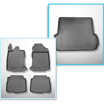 Sada rohož do zavazadlového prostoru a autokoberečky TPE na míru do: Subaru Outback VI (BT) Kombi (05.2021-....) - s / bez subwooferu