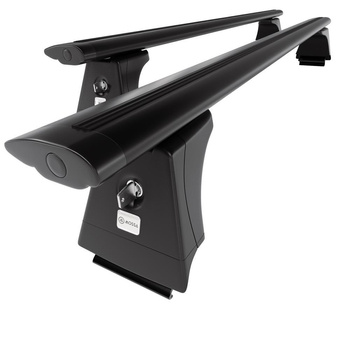 Základní nosič na střechu auta pro Volvo XC60 SUV (2008-2017) - příčný nosič - černé střešní příčníky - Integrované zábradlí - Hliník