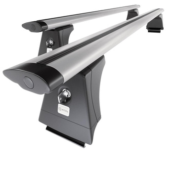 Základní nosič na střechu auta pro Volvo XC60 SUV (2008-2017) - příčný nosič - stříbrné střešní příčníky - Integrované zábradlí - Hliník