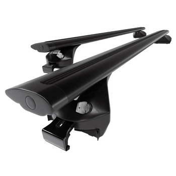 Základní nosič na střechu auta pro Toyota Auris mk II Touring Sports (2013-2018) - příčný nosič - černé střešní příčníky - Integrované zábradlí - Hliník