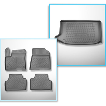 Sada rohož do zavazadlového prostoru a autokoberečky TPE PREMIUM na míru do: Kia e-Soul SUV (05.2019-2024) - horní zavazadlový prostor; dvojitá podlaha v nejvyšší poloze