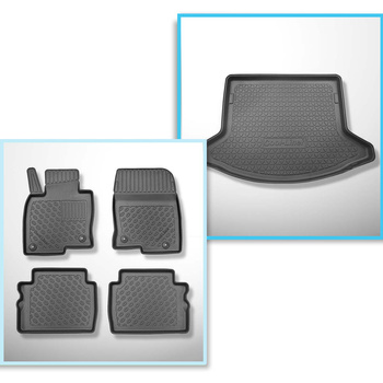 Sada rohož do zavazadlového prostoru a autokoberečky TPE PREMIUM na míru do: Mazda CX-5 KF SUV (07.2017-....) - spodní zavazadlový prostor; pohyblivá podlaha v nejnižší poloze nebo bez pohyblivé podlahy