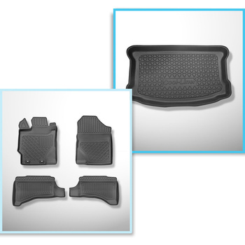 Sada rohož do zavazadlového prostoru a autokoberečky TPE PREMIUM na míru do: Toyota Yaris III Hatchback (09.2011-08.2020) - horní zavazadlový prostor; také pro hybridy