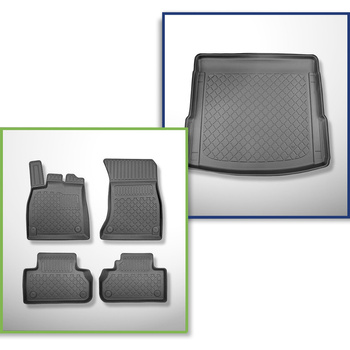 Sada rohož do zavazadlového prostoru a autokoberečky TPE na míru do: Audi Q5 II FY SUV (01.2017-08.2024) - také pro modely s upevňujícími kolejnicemi; ne pro verzi TFSI e plug-in hybridní; také pro modely s upevňujícími kolejnicemi