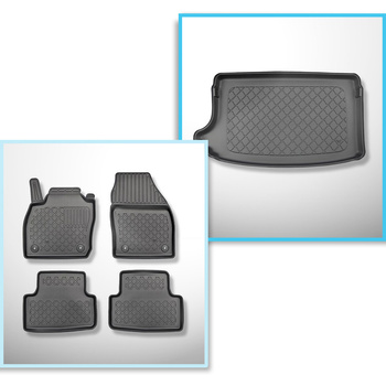 Sada rohož do zavazadlového prostoru a autokoberečky TPE na míru do: Volkswagen T-Cross Crossover (04.2019-....) - horní zavazadlový prostor; pohyblivá podlaha v nejvyšší poloze