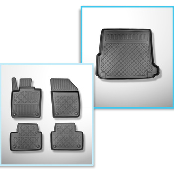 Sada rohož do zavazadlového prostoru a autokoberečky TPE na míru do: Volvo V60 II Kombi (07.2018-....) - ne pro biFuel / motor T6 Twin s nádrží na plyn
