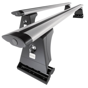 Základní nosič na střechu auta pro Mazda CX-5 II SUV (2017-....) - příčný nosič - stříbrné střešní příčníky - montážní body - Hliník