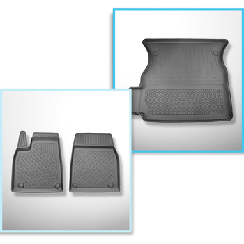 Sada rohož do zavazadlového prostoru a autokoberečky TPE PREMIUM na míru do: Tesla Model X SUV (01.2021-....) - 6/7 míst; za druhou řadou sedadel (třetí řada snížená)