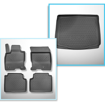 Sada rohož do zavazadlového prostoru a autokoberečky TPE PREMIUM na míru do: Ford Kuga III SUV (04.2020-....) - s dojezdovým kolem nebo opravárenskou sadou; také pro hybridy