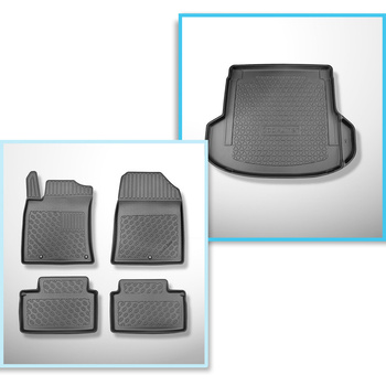 Sada rohož do zavazadlového prostoru a autokoberečky TPE PREMIUM na míru do: Kia ProCeed Shooting Brake (12.2018-....) - také pro modely s upevňujícími kolejnicemi, pravý odnímatelný výklenek v modelech s dodatečnými reproduktory (užší výklenek)