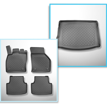 Sada rohož do zavazadlového prostoru a autokoberečky TPE na míru do: Seat Leon IV KL Hatchback (03.2020-....) - horní zavazadlový prostor; pohyblivá podlaha v nejvyšší poloze; ne pro verzi mHEV