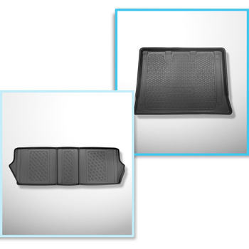 Sada rohož do zavazadlového prostoru a autokoberečky TPE PREMIUM na míru do: Mercedes-Benz EQV 300 Van (10.2020-....) - verze Extra Long (rozvor náprav 3430 mm, délka vozidla 5370 mm); za třetí řadou sedadel; bez odděleného zavazadlového prostoru; posuvná