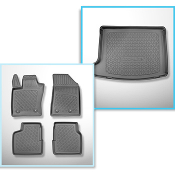 Sada rohož do zavazadlového prostoru a autokoberečky TPE PREMIUM na míru do: Jeep Compass II MP 4xe Plug-in Hybrid SUV (07.2020-....) - horní zavazadlový prostor; pohyblivá podlaha v nejvyšší poloze