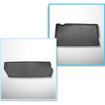 Sada rohož do zavazadlového prostoru a autokoberečky TPE PREMIUM na míru do: Mercedes-Benz Vito W447 Tourer (10.2014-....) - za třetí řadou sedadel; verze Long (rozvor náprav 3200 mm, délka vozidla 5140 mm); neposuvná sedadla, upevněna na hácích; verze Co