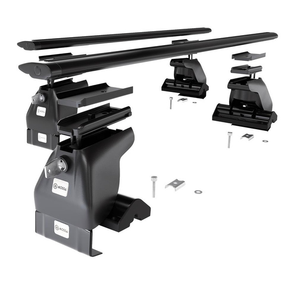 Základní nosič na střechu auta pro Honda Civic mk VII Hatchback (2004-2005) - příčný nosič - černé střešní příčníky - bez montážních prvků - Hliník