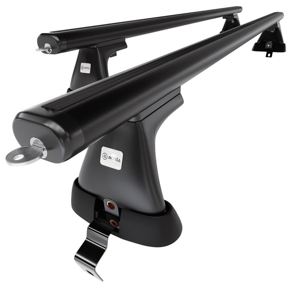 Základní nosič na střechu auta pro Volvo S60 Sedan (2010-2018) - příčný nosič - černé střešní příčníky - bez montážních prvků - Hliník