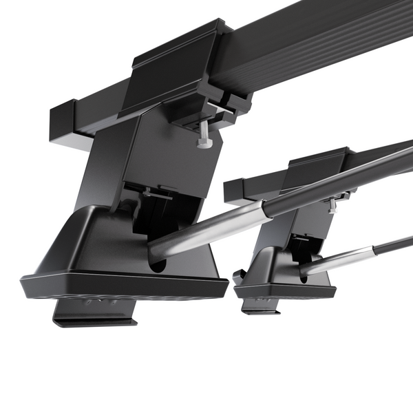 Základní nosič na střechu auta pro Mitsubishi Carisma Hatchback (1997-2005) - příčný nosič - černé střešní příčníky - montážní body - Ocel