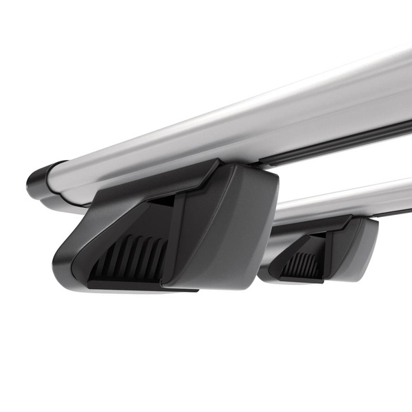 Základní nosič na střechu auta pro Renault Koleos II SUV (2017-2023) - příčný nosič - stříbrné střešní příčníky - Integrované zábradlí - Hliník