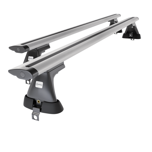 Základní nosič na střechu auta pro Mercedes-Benz Třída S W220 Sedan (1999-2005) - příčný nosič - stříbrné střešní příčníky - bez montážních prvků - Hliník