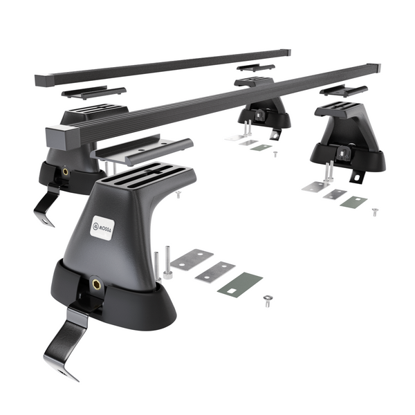 Základní nosič na střechu auta pro Skoda Octavia mk II Liftback (2009-2012) - příčný nosič - černé střešní příčníky - bez montážních prvků - Ocel