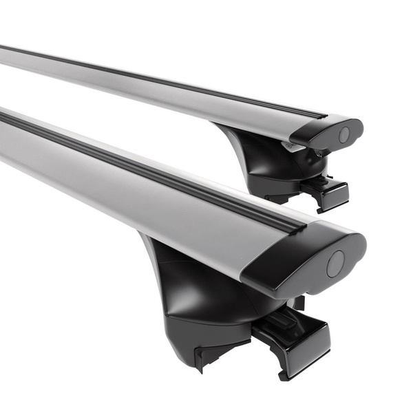 Základní nosič na střechu auta pro Peugeot 308 SW (2014-2021) - příčný nosič - stříbrné střešní příčníky - Integrované zábradlí - Hliník
