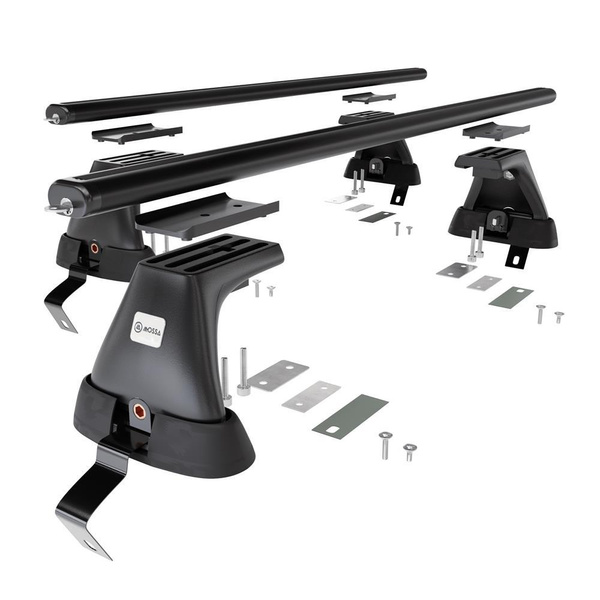 Základní nosič na střechu auta pro Fiat Bravo Hatchback (2007-2014) - příčný nosič - černé střešní příčníky - bez montážních prvků - Hliník