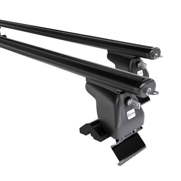 Základní nosič na střechu auta pro Nissan Almera mk II Sedan (2000-2006) - příčný nosič - černé střešní příčníky - bez montážních prvků - Hliník