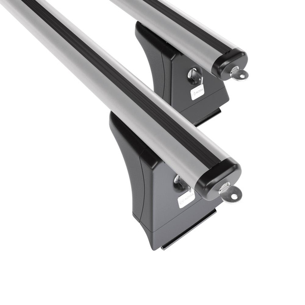 Základní nosič na střechu auta pro Volvo XC60 SUV (2008-2017) - příčný nosič - stříbrné střešní příčníky - Integrované zábradlí - Hliník