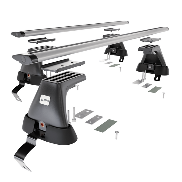 Základní nosič na střechu auta pro Fiat Grande Punto Hatchback (2005-2010) - příčný nosič - stříbrné střešní příčníky - bez montážních prvků - Hliník
