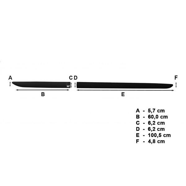 Černé boční lišty pro Skoda Scala Hatchback (2019-....) - (délka lišt: 1005mm; 600mm)