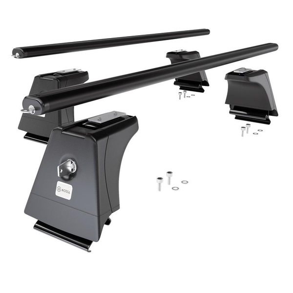 Základní nosič na střechu auta pro Volvo XC60 SUV (2008-2017) - příčný nosič - černé střešní příčníky - Integrované zábradlí - Hliník