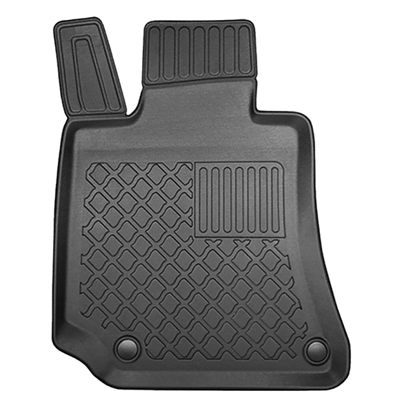 Sada rohož do zavazadlového prostoru a autokoberečky TPE na míru do: Mercedes-Benz Třída E W212 Sedan (03.2009-03.2016) - s levým výklenkem (pro eventuální odstřihnutí); plochý povrch plochy zavazadlového prostoru