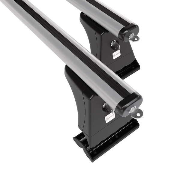 Základní nosič na střechu auta pro Peugeot 207 Hatchback (2006-2012) - příčný nosič - stříbrné střešní příčníky - montážní body - Hliník