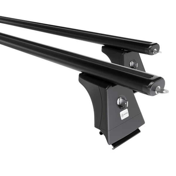 Základní nosič na střechu auta pro Volvo XC60 SUV (2008-2017) - příčný nosič - černé střešní příčníky - Integrované zábradlí - Hliník