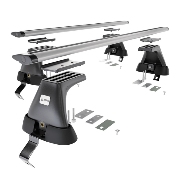Základní nosič na střechu auta pro Skoda Octavia mk II Liftback (2009-2012) - příčný nosič - stříbrné střešní příčníky - bez montážních prvků - Hliník