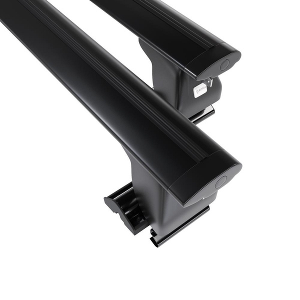 Základní nosič na střechu auta pro Ssangyong Musso SUV (1993-2005) - příčný nosič - černé střešní příčníky - bez montážních prvků - Hliník