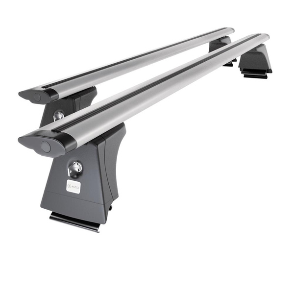 Základní nosič na střechu auta pro Volvo XC60 SUV (2008-2017) - příčný nosič - stříbrné střešní příčníky - Integrované zábradlí - Hliník