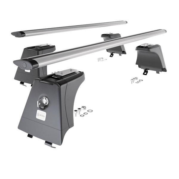 Základní nosič na střechu auta pro Hyundai i40 Kombi (2011-2018) - příčný nosič - stříbrné střešní příčníky - Integrované zábradlí - Hliník