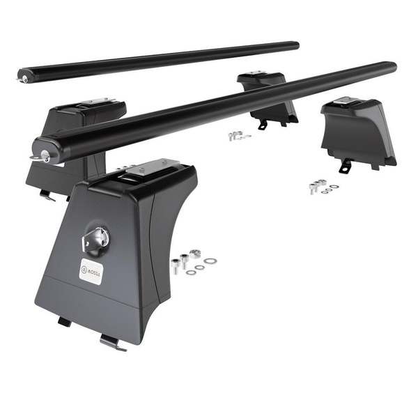 Základní nosič na střechu auta pro Hyundai i30 II Kombi (2012-2017) - příčný nosič - černé střešní příčníky - Integrované zábradlí - Hliník