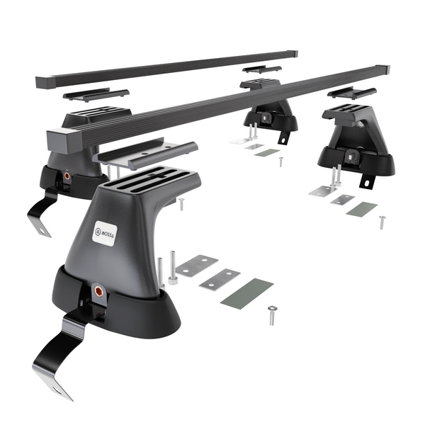 Základní nosič na střechu auta pro Fiat Grande Punto Hatchback (2005-2010) - příčný nosič - černé střešní příčníky - bez montážních prvků - Ocel