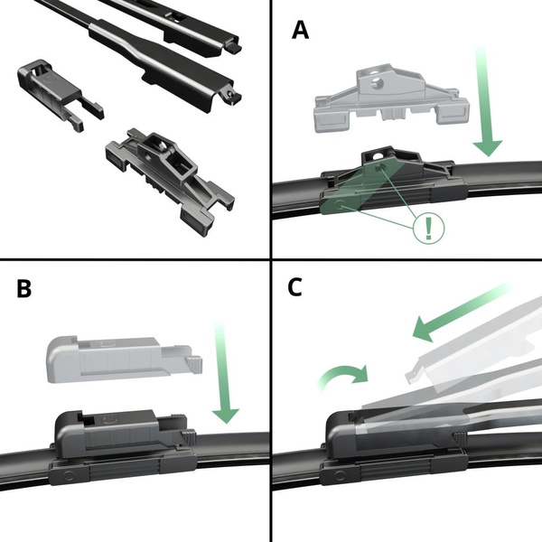 Automobilové stěrače na přední sklo pro Audi A3 S3 8V Hatchback, Kabriolet, Limuzína (11.2012-2020) - listy ploché