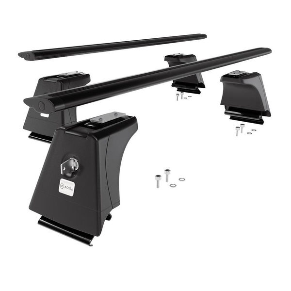 Základní nosič na střechu auta pro Volvo XC60 SUV (2008-2017) - příčný nosič - černé střešní příčníky - Integrované zábradlí - Hliník